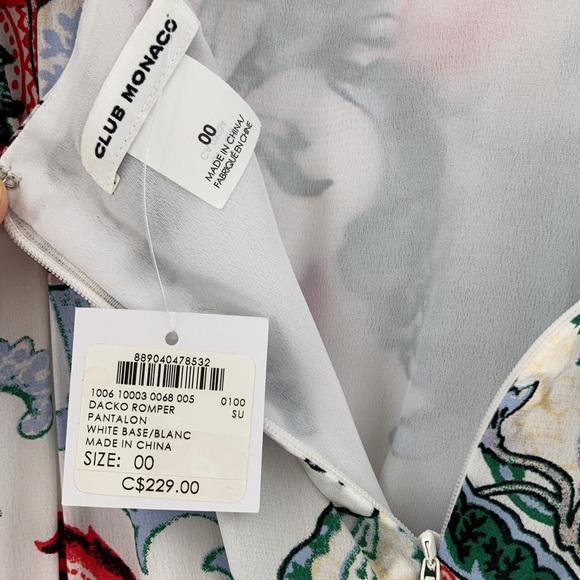 NWT Club Monaco romper floral silk - Picture 8 of 9